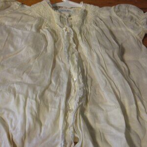 INfant Feltman Bros Gauze cotton yellow smoked lace trim button front dress 3-6M